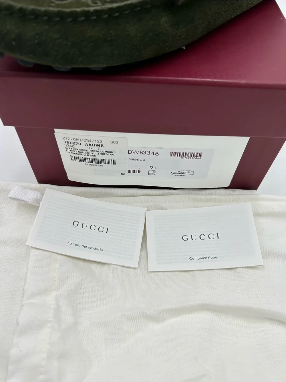 Men's Gucci GG embossed suede driver loafers size 9.5 fits 10 US made in Italy